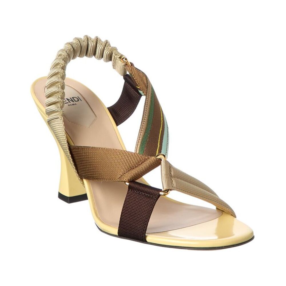 Fendi Iconic Colibri Patent Sandal, Yellow